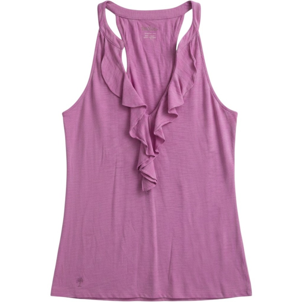 Lilly Pulitzer Shay Ruffle Tank Top Women XL Pink V-Neck Pima Cotton 54868